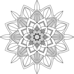 Easy Mandala coloring book simple and basic for beginners, seniors and children. Set of Mehndi flower pattern for Henna drawing and tattoo. Decoration in ethnic oriental, Indian style.