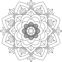 Easy Mandala coloring book simple and basic for beginners, seniors and children. Set of Mehndi flower pattern for Henna drawing and tattoo. Decoration in ethnic oriental, Indian style.