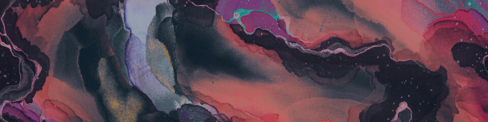 Pink Cool Drawing. Space Silky Background. Green