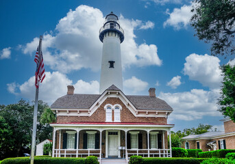 Obraz premium ST. SIMONS, GEORGIA -November 1, 2020: St Simons Island, Georgia is the most family friendly of all the barrier islands, thanks in part to many parks and sites in the village.