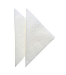 Folded clean paper tissues on white background, top view