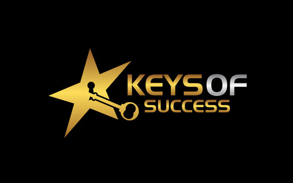 Illustration vector graphic of the road to success with keys logo design template