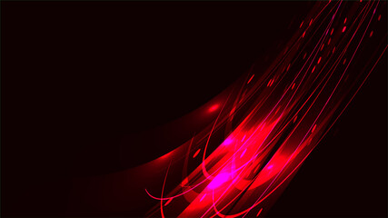 Texture of red abstract red magical glowing bright shining neon lines of waves of strips of threads of energy patterns and copy space. The background. illustration