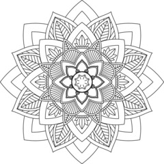 Fototapeta premium Easy Mandala coloring book simple and basic for beginners, seniors and children. Set of Mehndi flower pattern for Henna drawing and tattoo. Decoration in ethnic oriental, Indian style.