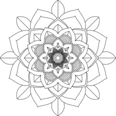 Easy Mandala coloring book simple and basic for beginners, seniors and children. Set of Mehndi flower pattern for Henna drawing and tattoo. Decoration in ethnic oriental, Indian style.