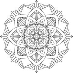 Easy Mandala coloring book simple and basic for beginners, seniors and children. Set of Mehndi flower pattern for Henna drawing and tattoo. Decoration in ethnic oriental, Indian style.