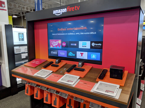 Amazon Fire TV Display inside Best Buy Store