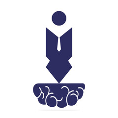 Student stand on Brain vector template design. Educational brain human vector design.