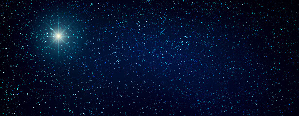 Fototapeta na wymiar Christmas blue abstract stars sky. Christmas background.
