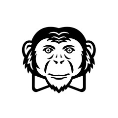 Noble Chimpanzee Chimp Monkey Primate or Ape Wearing Bow Tie Mascot Black and White