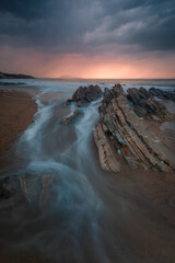 Sunset at the beach of Bidart, Basque Country..	
