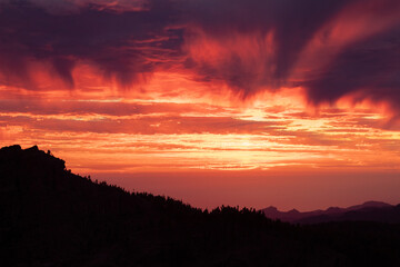 Fototapeta premium Beautiful sunset at the peak of Gran Canaria island.