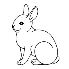Fototapeta na wymiar Hand drawn vector rabbit isolated on white background. Black and white stock illustration.