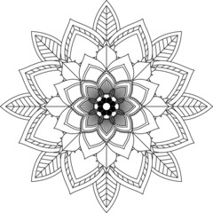 Easy Mandala coloring book simple and basic for beginners, seniors and children. Set of Mehndi flower pattern for Henna drawing and tattoo. Decoration in ethnic oriental, Indian style.