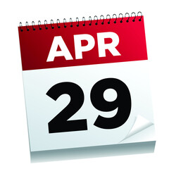 April 29th on a calendar page - illustrated. 