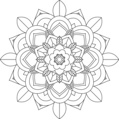 Easy Mandala coloring book simple and basic for beginners, seniors and children. Set of Mehndi flower pattern for Henna drawing and tattoo. Decoration in ethnic oriental, Indian style.