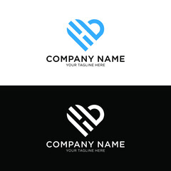 Letter H heart logo icon design template elements