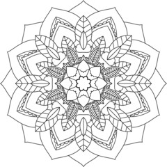 Easy Mandala coloring book simple and basic for beginners, seniors and children. Set of Mehndi flower pattern for Henna drawing and tattoo. Decoration in ethnic oriental, Indian style.