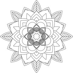 Easy Mandala coloring book simple and basic for beginners, seniors and children. Set of Mehndi flower pattern for Henna drawing and tattoo. Decoration in ethnic oriental, Indian style.