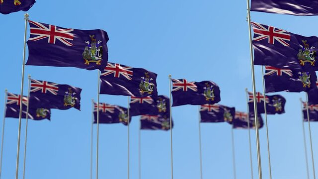 South Georgia and the South Sandwich Islands Row  National flags Walk Throw Ani