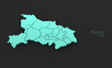 Wuhan City Map. 3D Map Series of Cities in china.