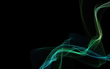 Dark abstract background with a glowing abstract waves