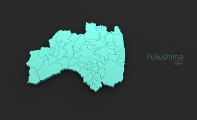 fukushima City Map. 3D Map Series of Cities in Japan.