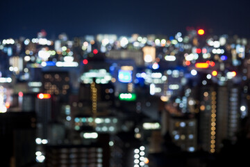 ぼかして写した鹿児島市街地の夜景　	