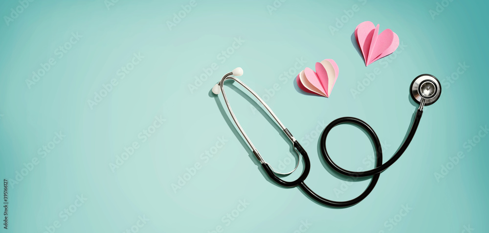 Poster medical worker appreciation theme with hearts and a stethoscope - Posters