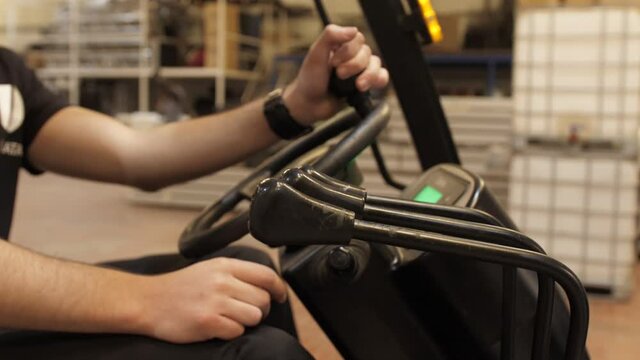 forklift working in a warehouse 4k