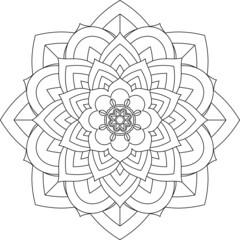 Easy Mandala coloring book simple and basic for beginners, seniors and children. Set of Mehndi flower pattern for Henna drawing and tattoo. Decoration in ethnic oriental, Indian style.