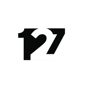 127 initial number negative space logo vector icon design isolated background