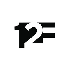 12f initial letter and number negative space logo vector icon design isolated background