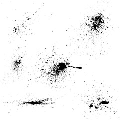 Vector set of isolated splatter paint grunge.