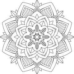 Easy Mandala coloring book simple and basic for beginners, seniors and children. Set of Mehndi flower pattern for Henna drawing and tattoo. Decoration in ethnic oriental, Indian style.