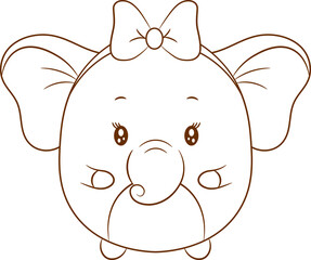 cute elephant drawing skitch for coloring