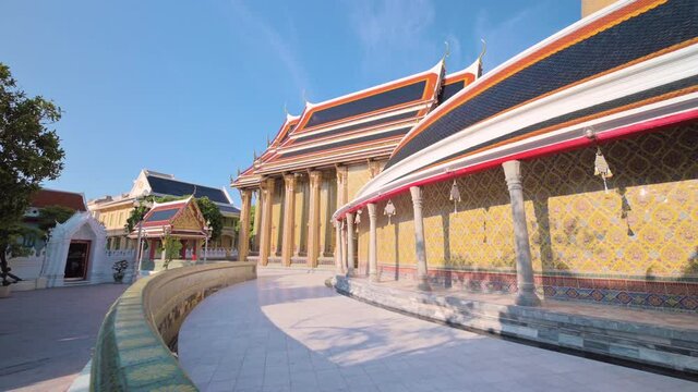 4K footage of Wat Ratchabophit temple was Built-in the 1860s during the reign of King Rama V located in Atsadang Road, Bangkok, Thailand