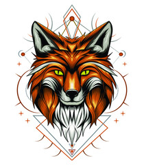 Abstract head fox with ornament.