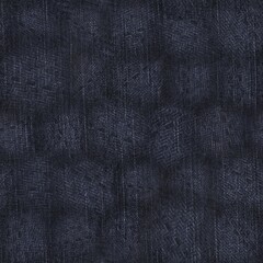 Seamless patterned denim jean for repeat print. High quality illustration. Grungy trendy street wear design. Real detailed denim texture with abstract texture overlay. Navy blue deep dark colors.
