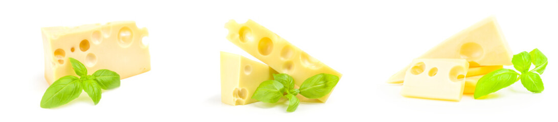 Group of cheese isolated on a white background