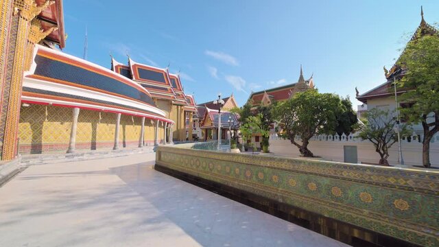 4K footage of Wat Ratchabophit temple was Built-in the 1860s during the reign of King Rama V located in Atsadang Road, Bangkok, Thailand
