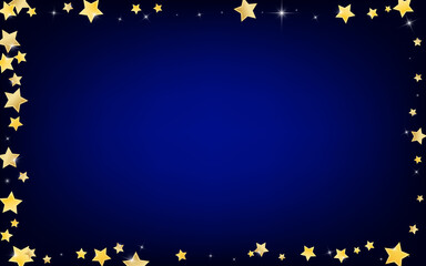 Gold Cosmos Stars Vector Blue Background. Digital 