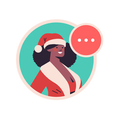 african american girl in santa claus costume beautiful woman avatar happy new year merry christmas holiday celebration concept portrait vector illustration