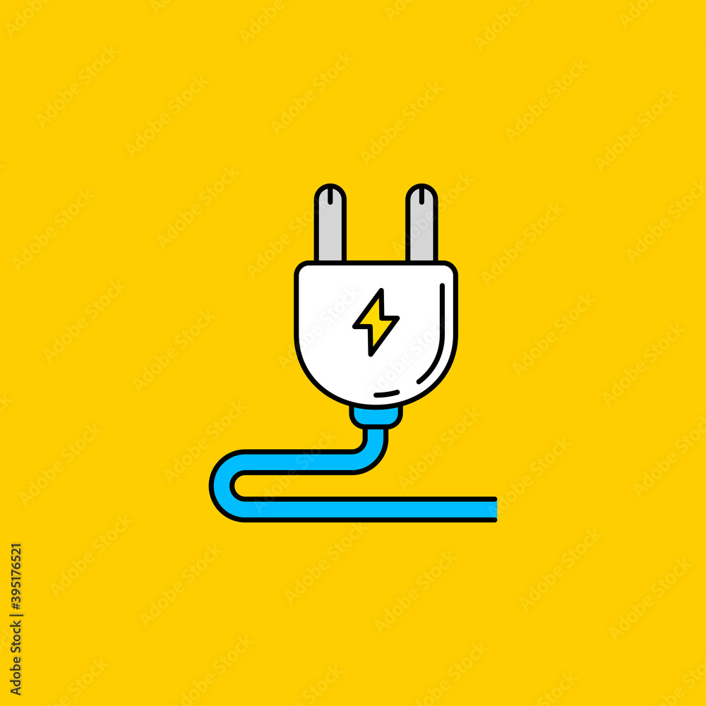 Canvas Prints simple plug vector illustration isolated on yellow background. linear color style of plug icon