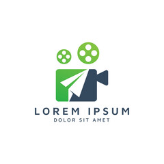 movie and travel negative space logo design