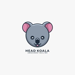 Head koala cartoon cute illustration logo