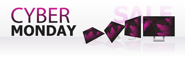 cyber monday online sale poster advertising flyer holiday shopping promotion banner discount concept horizontal vector illustration