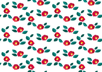 ツバキの小花柄パターンイラスト