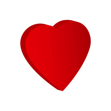 Red 3d heart on a white background. The symbol of love and celebration. Valentine's Day. Stock image. EPS 10.