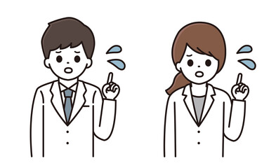 薬の説明をする薬剤師 男性 女性